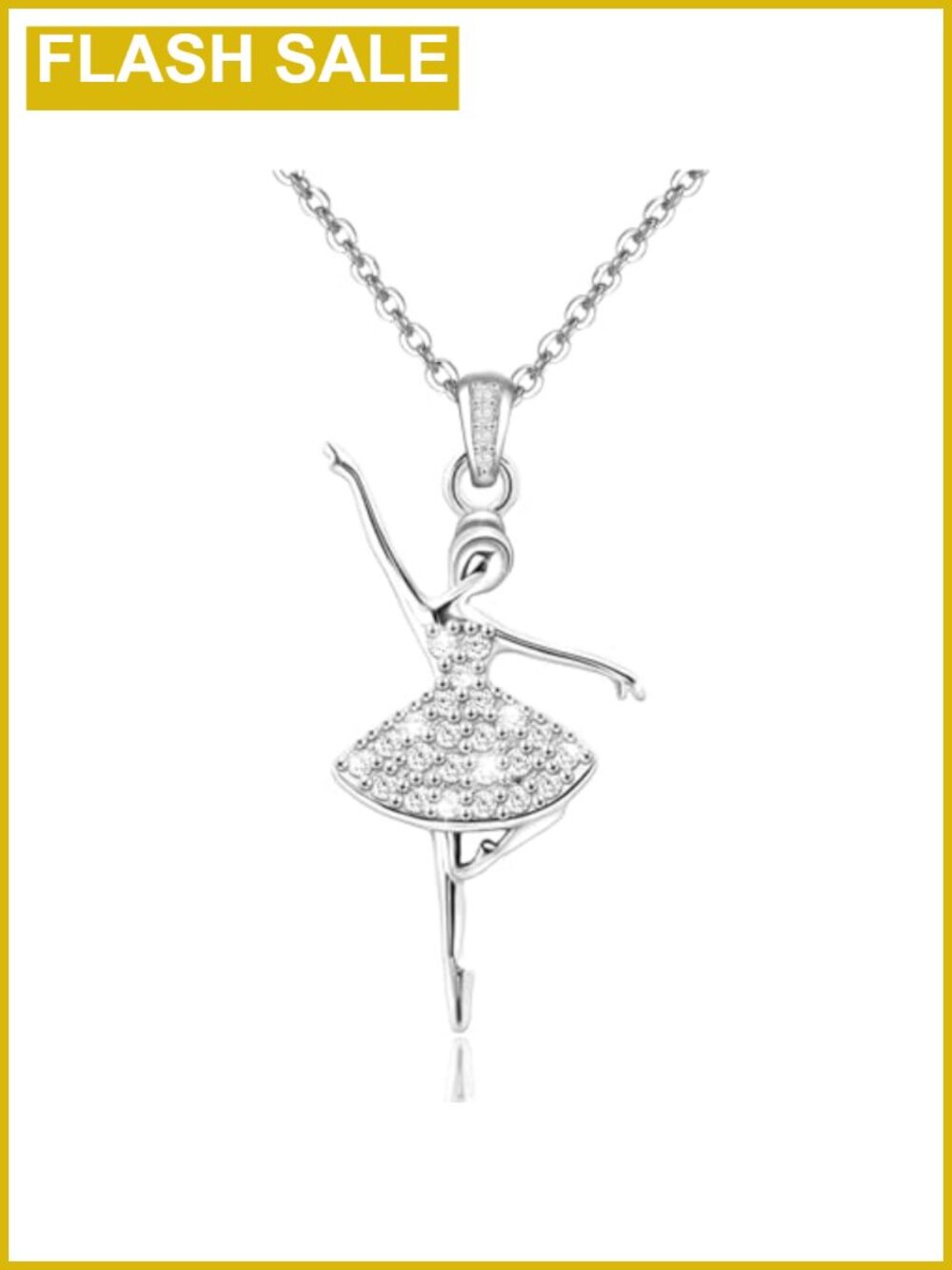 Sterling Silver Ballerina Pendant Necklace Cubic Zirconia Dancer Gift